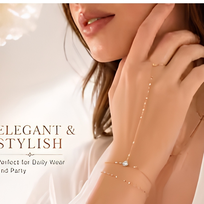 Hand chain ring bracelet for women